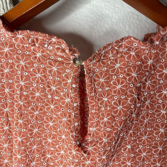 Orange Floral Embroidered Blouse - Picture 6 of 6
